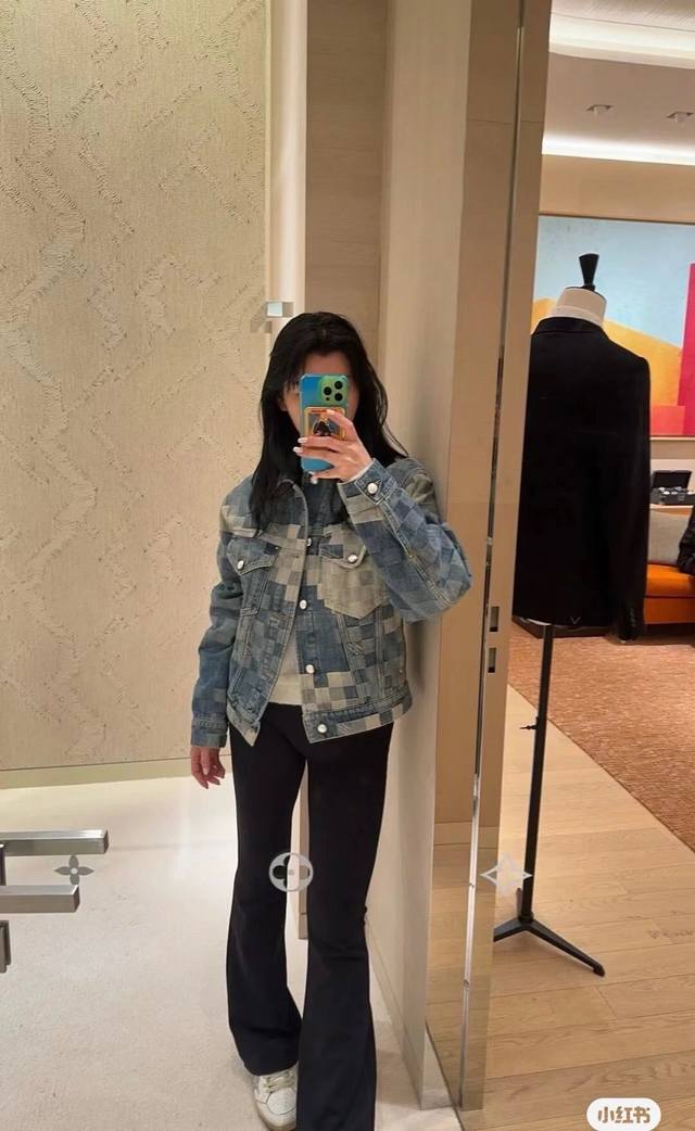Model Image Lv Louis Vuitton Spring/Summer Mosaic Denim Jacket by Pharrell reall