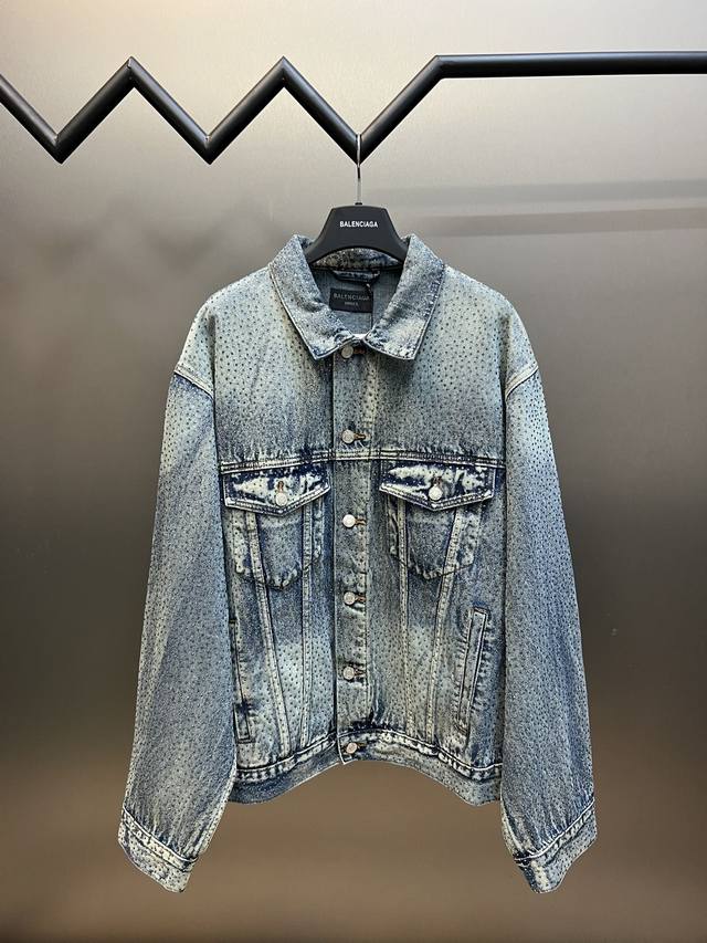 Balenciaga Denim Jacket with Diamonds. Balenciaga's denim jacket collection feat
