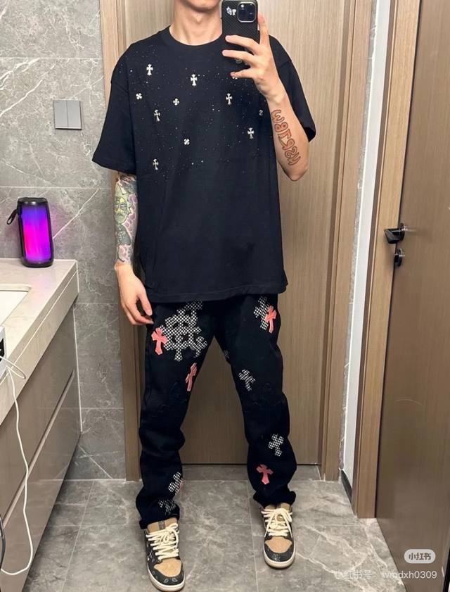 Model image, top-tier version! Chrome Hearts new limited edition flame plaid bla