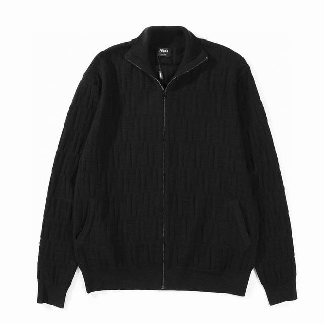 Fendi all-over jacquard cardigan sweater. This jacket is the same as Su Liu's. T