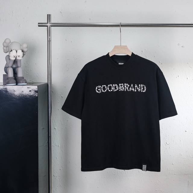 Goodbrand 2025Ss Sequin Slogan Patch Hot Brick Basic Fashion High-end Short-slee