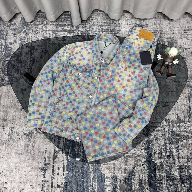 Jacket and Pants 190Louis Vuitton 25Ss New Dopamine Color Pixel Checkerboard Den