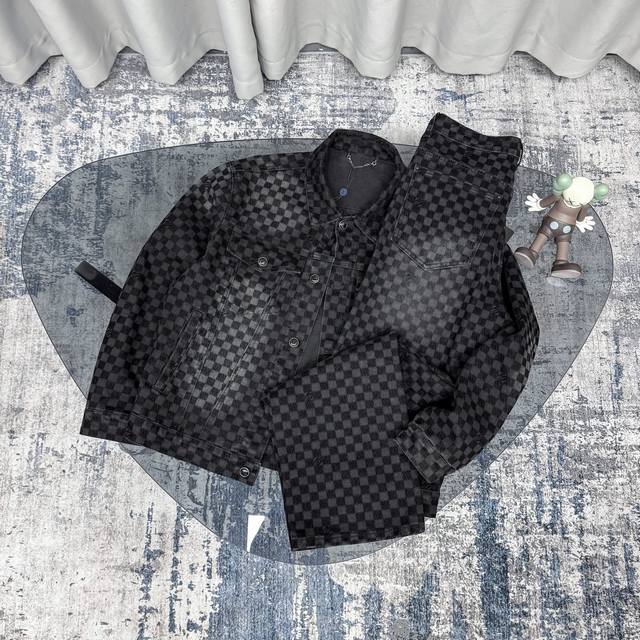 Jacket and Pants 190Lv Louis Vuitton 2025 New Checkerboard Plaid Flocked Jeans D