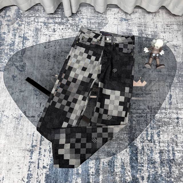 Jacket and Pants Louis Vuitton's new blue mosaic plaid denim jacket and jeans se