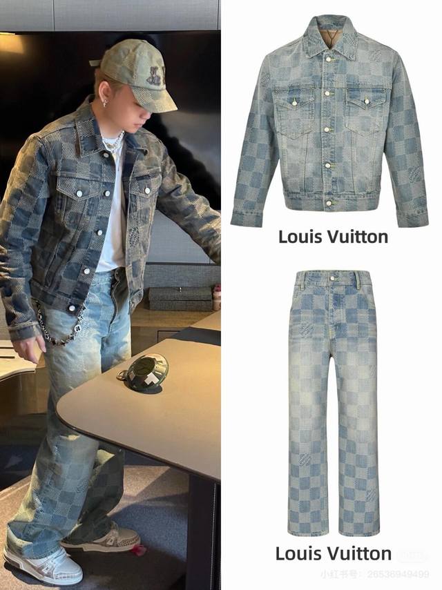 Jacket and Pants 190 Model Image Replica! This Louis Vuitton checkerboard lapel