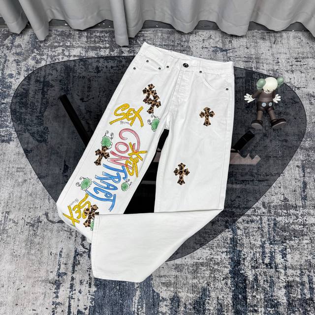 Chrome Hearts & Chrome Hearts white background with leopard print, vintage graff