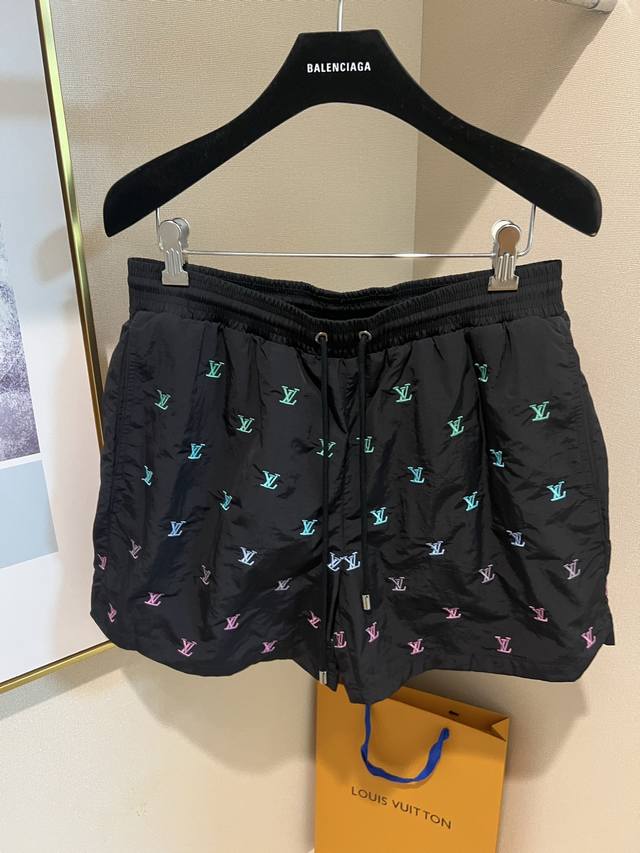 Size: SML XL 1 Colorway Unisex 1V Gradient Embroidered Beach Shorts. Craftsmansh