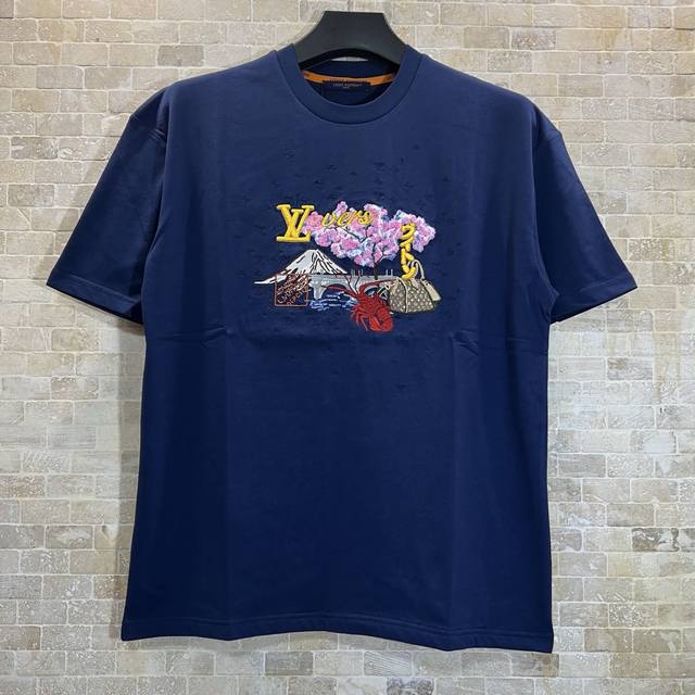 Embedded thorn fabric Lv joint Nigo style cherry tree colorful letter embroidery