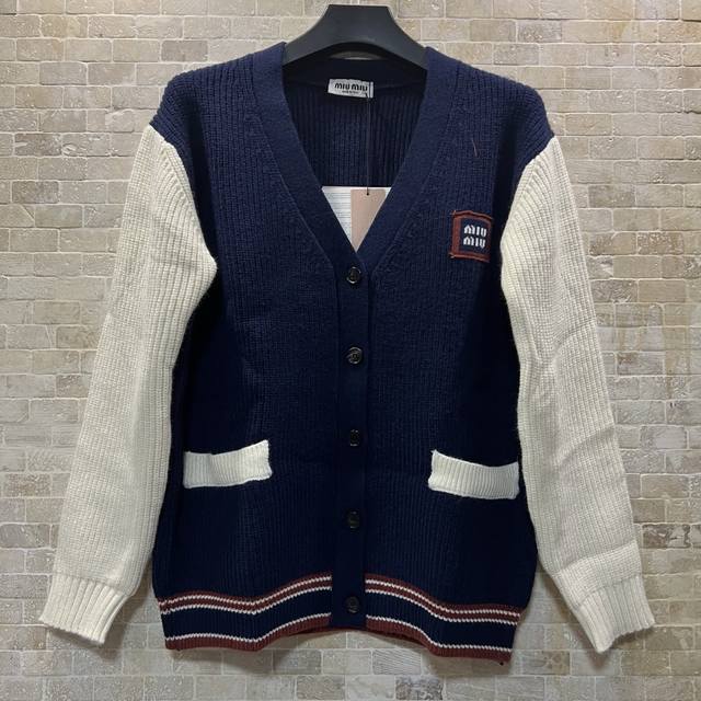 Miu Miu wool blend patchwork cardigan sweater