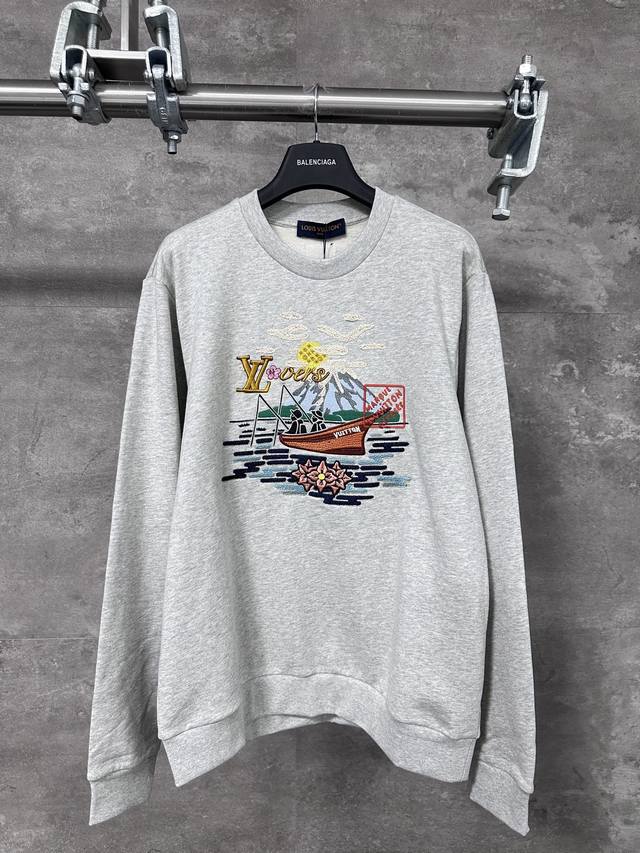 This new Lv 25Ss cotton sweatshirt references motifs from the Fall/Winter 2025 r