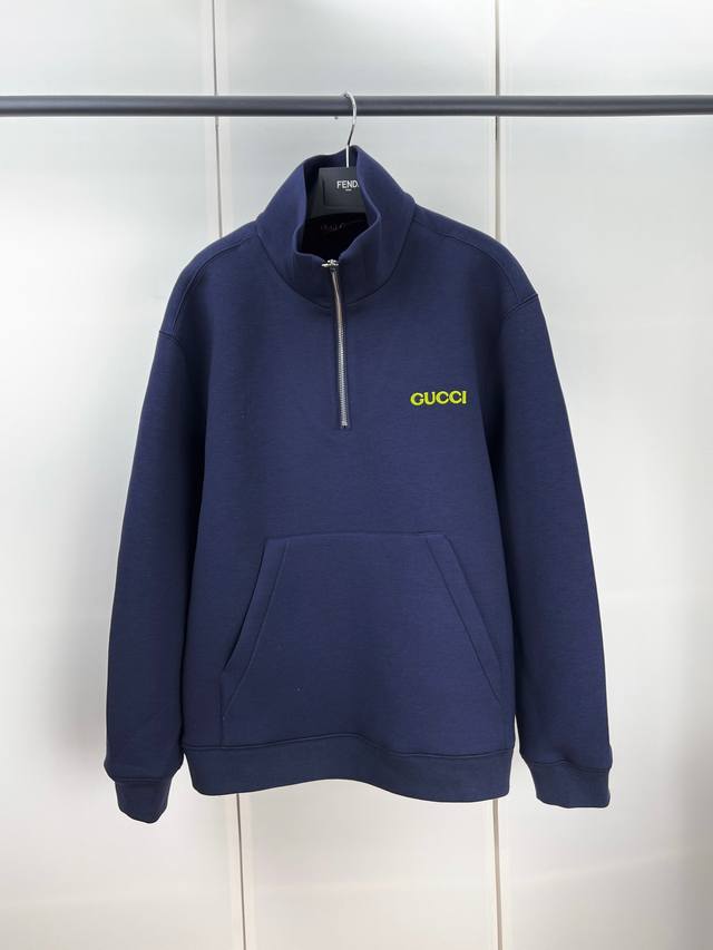 Gucci Gucci letter patch embroidered half-zip sweatshirt SML Xl