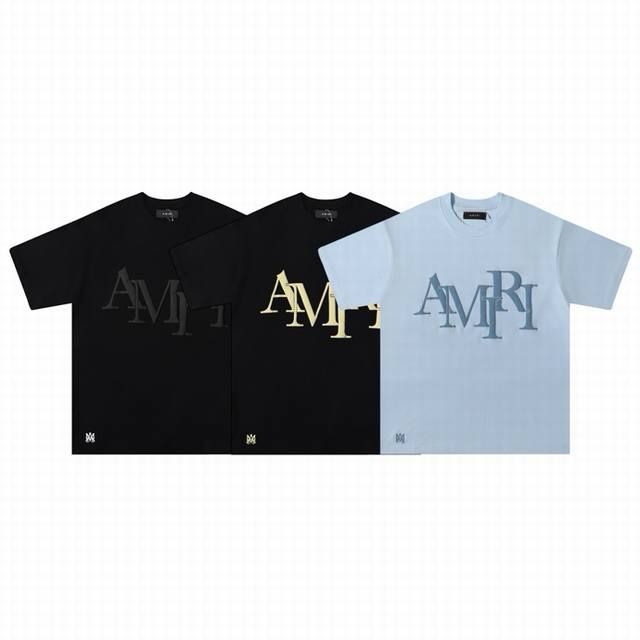6053 Fabric: 260g double yarn Amiri 2025 spring and summer new logo round neck T