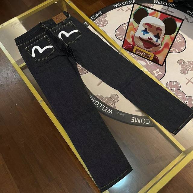 Evisu Fushen jeans new summer men's seagull print straight versatile casual pant