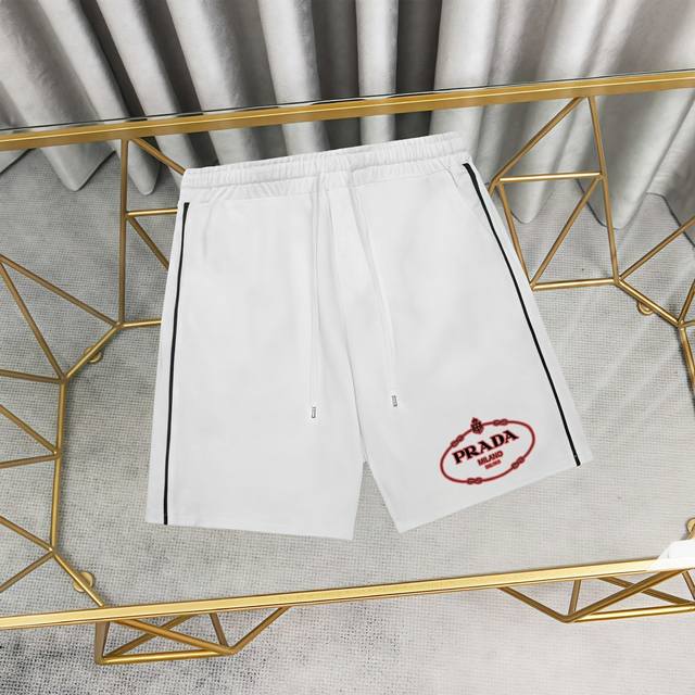 Prada printed cotton shorts. 1:1 matching fabric, 380g terry, high-weight, 100%