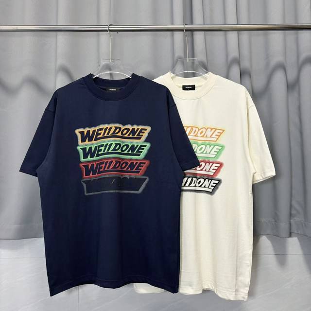 3070 We11Done Barrage Gradient Color Letter Print Short Sleeve Welldone Korean S
