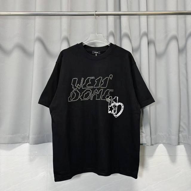 3069 We11Done Logo hot silver bead print drop shoulder T-shirt short sleeve roun