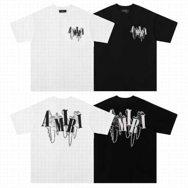 6081 Fabric: 260g double yarn Amiri 2025 spring and summer new style logo round