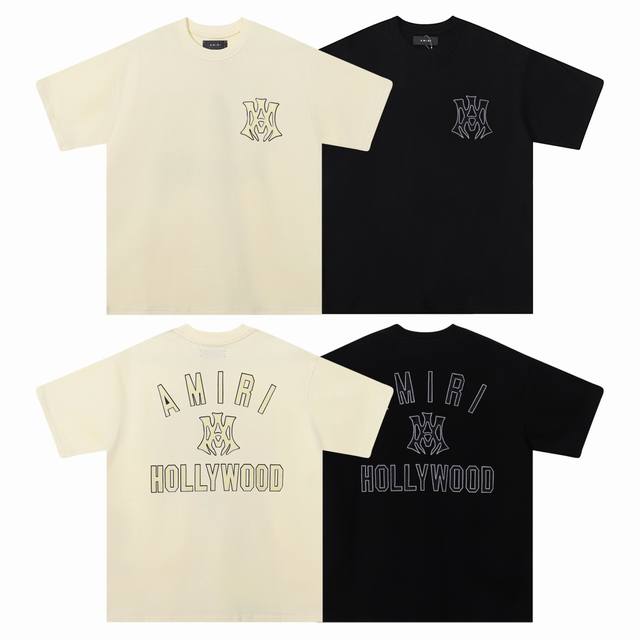 6076 Fabric: 260g double yarn Amiri 2025 spring and summer new logo round neck T