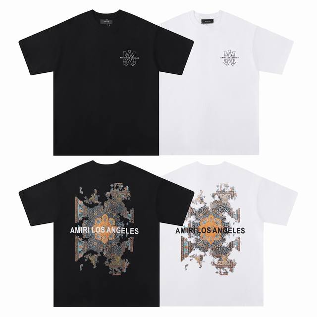 6068 Fabric: 260g double yarn Amiri 2025 spring and summer new logo round neck T