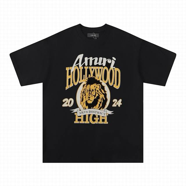 6065 Fabric: 260g double yarn Amiri 2025 spring and summer new style logo round