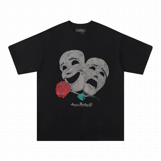 6064 Fabric: 260g double yarn Amiri 2025 spring and summer new logo round neck T