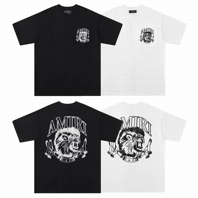 6060 Fabric: 260g double yarn Amiri 2025 Spring/Summer new logo round neck T-shi