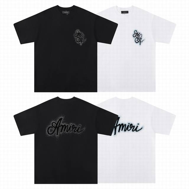 6059 Fabric: 260g double yarn Amiri 2025 spring and summer new logo round neck T