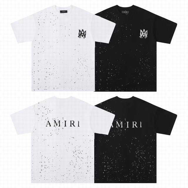 6057 Fabric: 260g double yarn Amiri 2025 spring and summer new logo round neck T