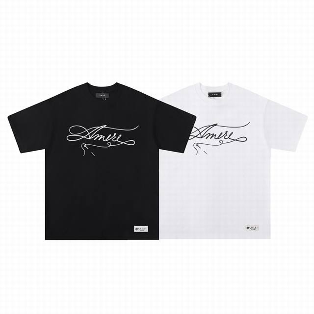 6045 Fabric: 260g double yarn Amiri 2025 spring and summer new style logo round
