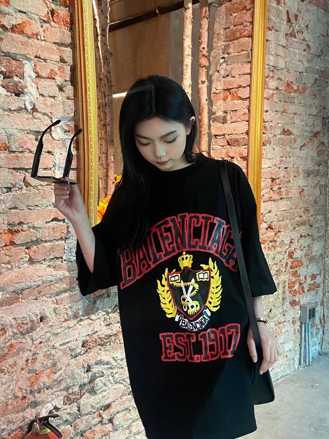 Balenciaga Paris family scissors foam printing short sleeve top effect