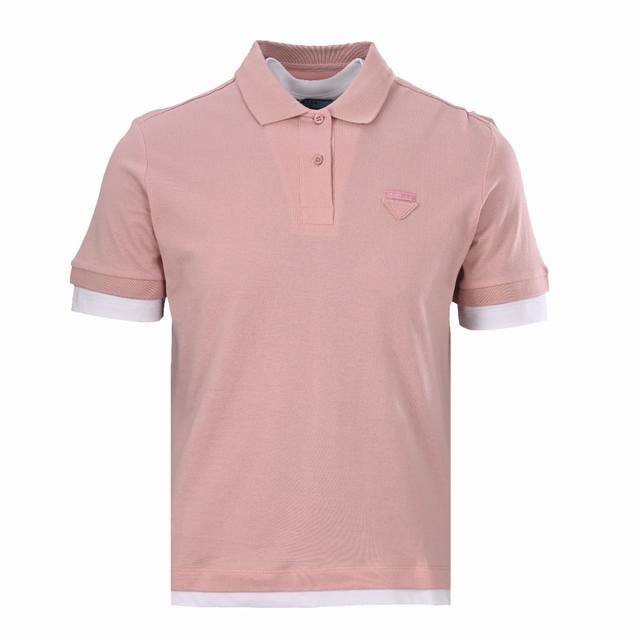 Prada Prd jersey patch fake two-piece short-sleeved polo shirt authentic 6658 pu