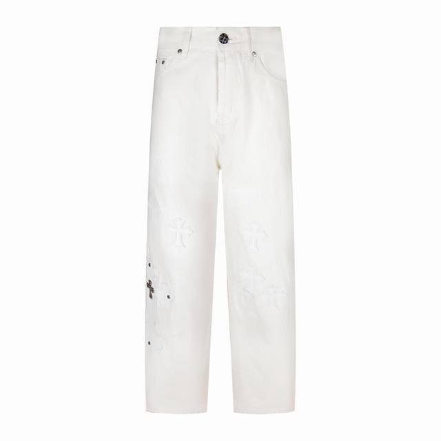 High-end Chrome Hearts Sexrecords series limited edition cowboy jeans, pure whit