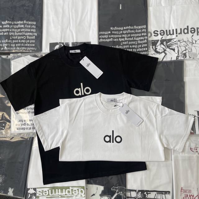 Style 660 Alo25Ss Classic basic front and back print base loose couple short sle