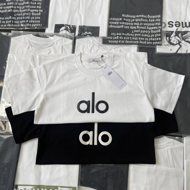 Style 660 Alo25Ss Classic basic foam logo print base loose couple short sleeve 2