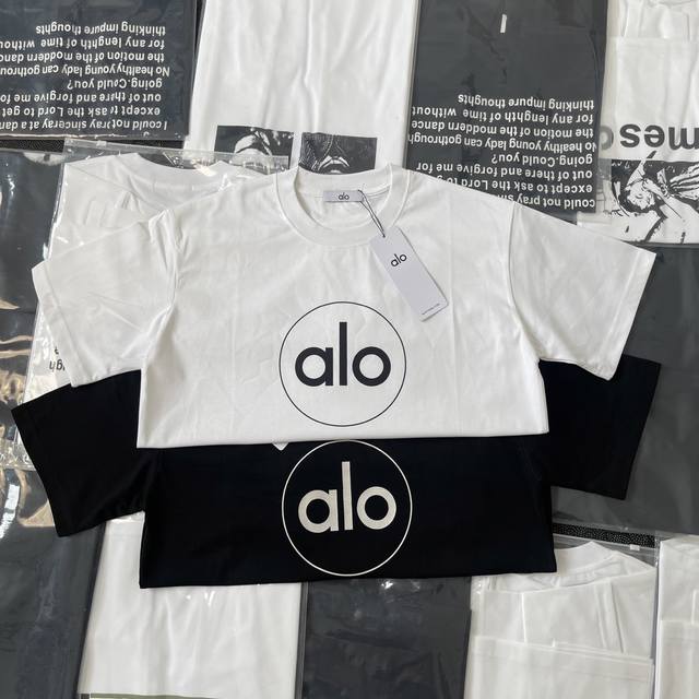 Style 670 Alo25Ss Classic basic hollow print base loose couple short sleeve 260G