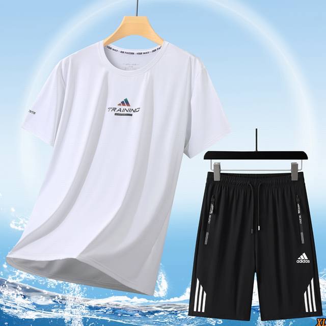 Adidas exclusive real shot of the new large size ice silk suit summer high quali