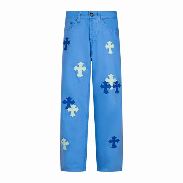 High version Chrome Hearts dopamine color matching ice blue leather label cross