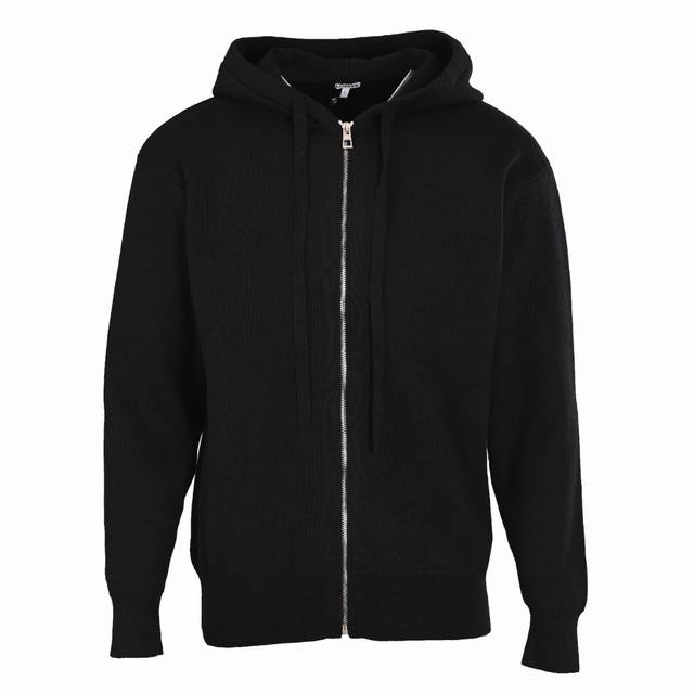 Loewe Anagram hooded sweater with embossed back zipper. Woven from a 32s rabbit