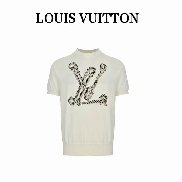 Louis Vuitton 25Ss hemp jacquard knit short-sleeve Lv new knitted short-sleeve,