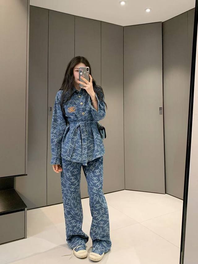New pants 180Chane* Xiao Chanel 25Ss new monogram jacquard denim suit ~ exclusiv