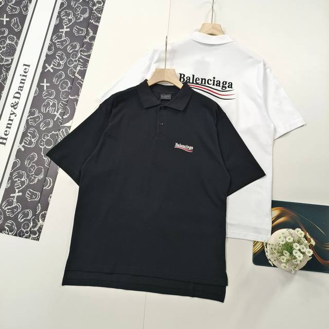 a popular 2025 summer new arrival, Balenciaga Polo shirt with front and back wav