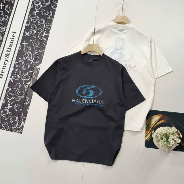 sizes XS-L. This popular Balenciaga 2025 Ss fuzzy logo direct-printed short-slee