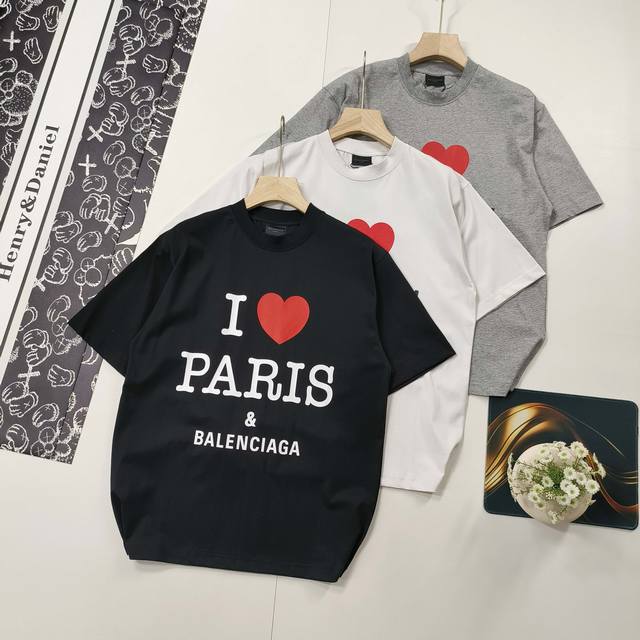 sizes XS-L, popular Balenciaga 2025 Ss, front I Love Paris & Balenciaxx art prin