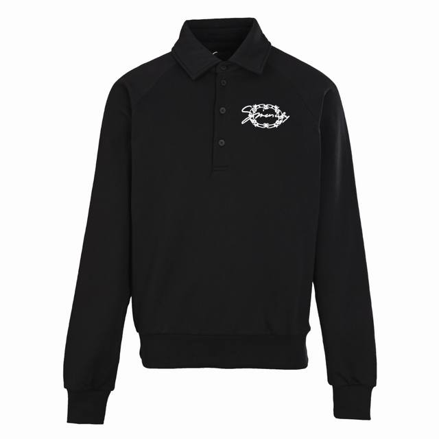 Givenchy Gvc cursive embroidered crown polo collar sweatshirt custom woven cotto