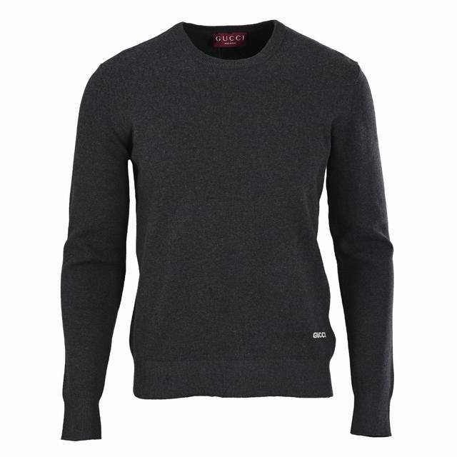 Gucci Gucci Intarsia Hem Crewneck Sweater. Custom-woven luxury silk-cotton elega
