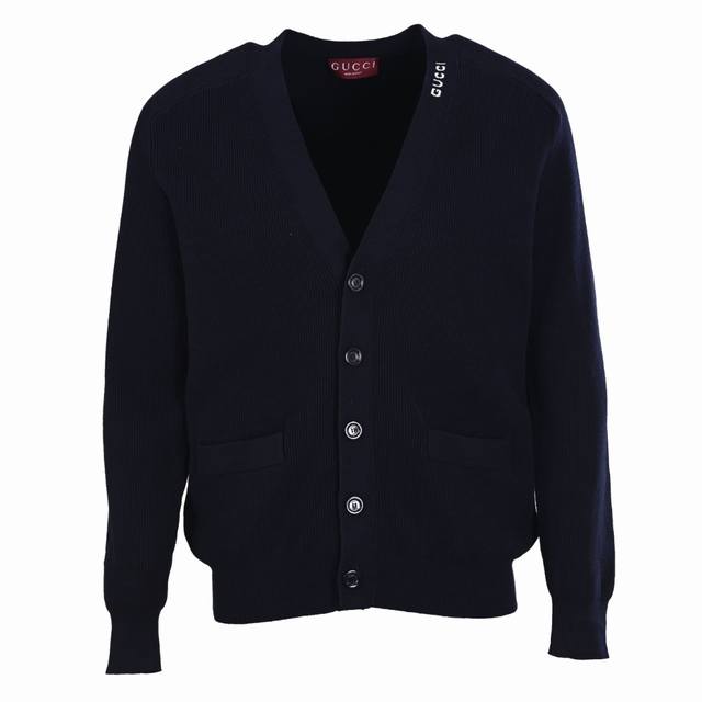 Gucci Gucci Intarsia Knit Cardigan Sweater with Collar. Custom-made luxury silk-
