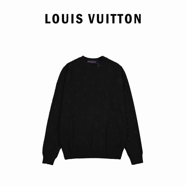 Louis Vuitton 24Fw full-width monogram small logo embroidered round neck sweater