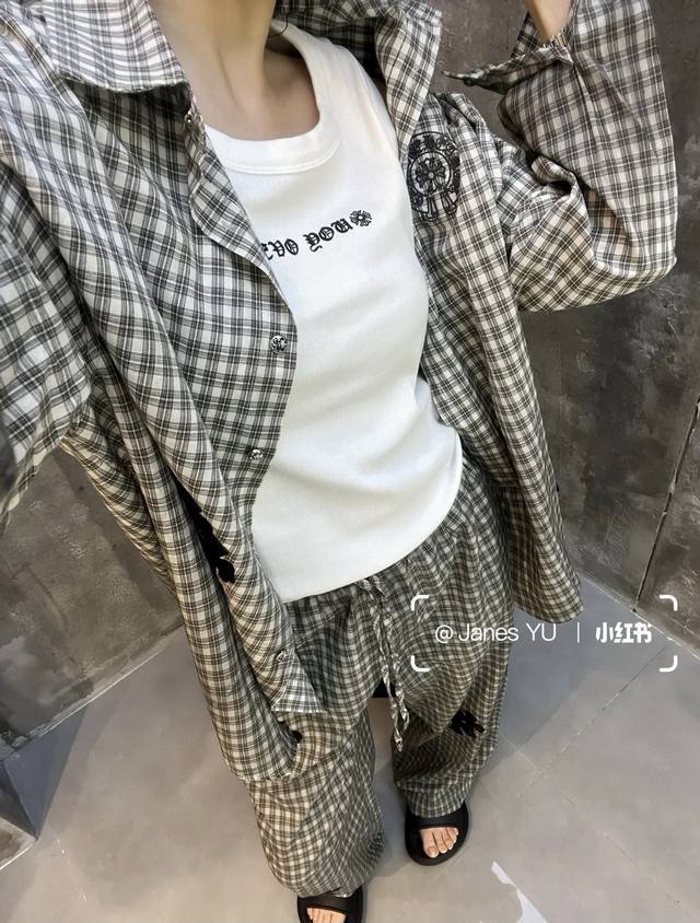 High-end trousers set Ch Chrome Hearts plaid suit I love it so much! It's so loo
