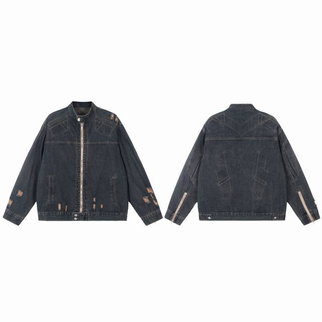 Style No.-829 Yzy Kanye's same joint armor denim shirt heavy washed pleated dist