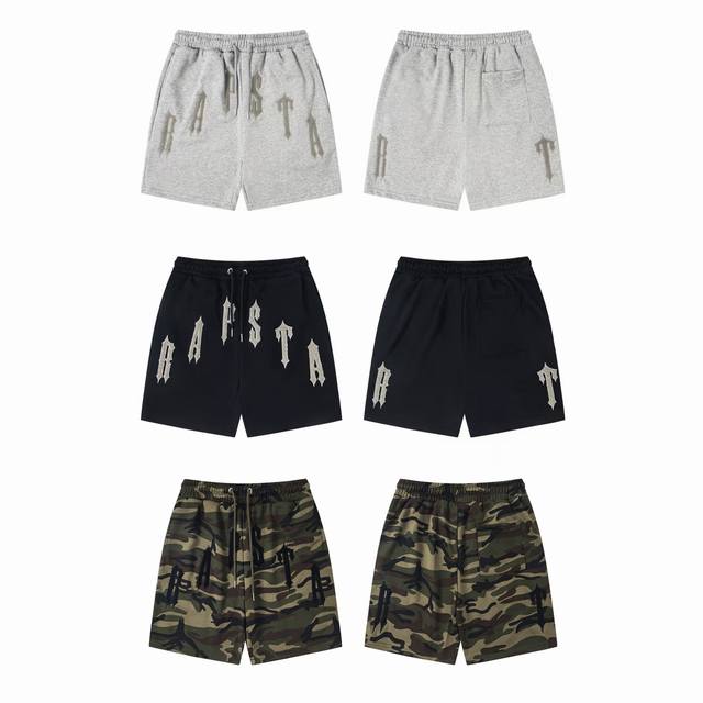 T105 Towel embroidery shorts black gray camouflage green